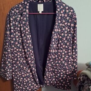 LC Lauren Conrad Blue and Pink Floral Blazer Size Large- Lined